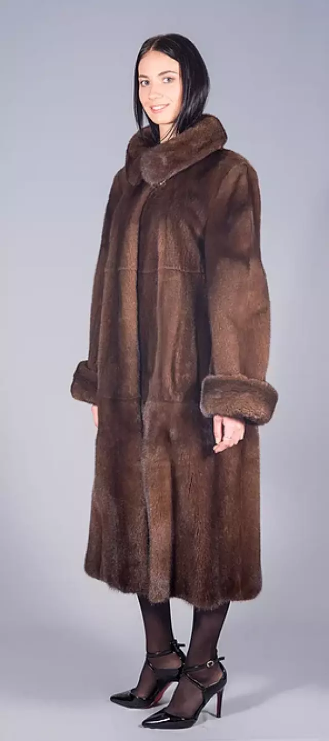 Пальто из норки сканбраун модель «Француженка»