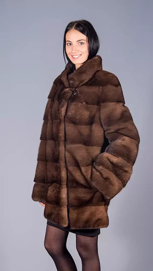 Пальто из норки сканбраун модель «Диана»