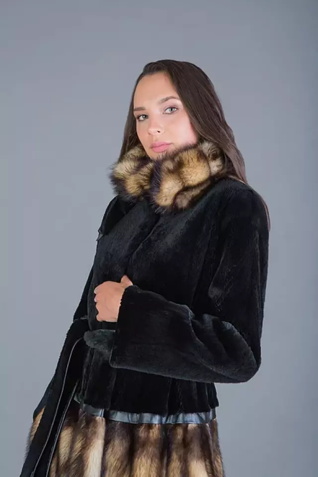 Пальто из хорька и бобра модель «Ксения»