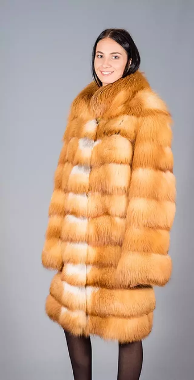 Пальто из красной канадской лисы модель «Дарья»